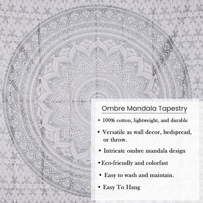 THE ART BOX Original Gold Tapestry Wall Hanging Mandala – Cotton Throw Tapestry – Boho Bedding White and Gold Medium Bedspread 54x60 Inches – Meditation & Yoga Rug Mat