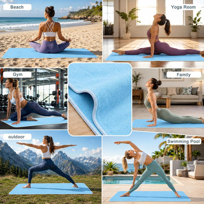 Hot Yoga Towel Non-Slip, 2 Pack Thick & Soft Yoga Mat Towel, Sweat Absorbent, with Grip Dot, 72" x 27", Yoga Towel for Hot Yoga, Pilates, Fitness and Gym Workouts, Light Pink