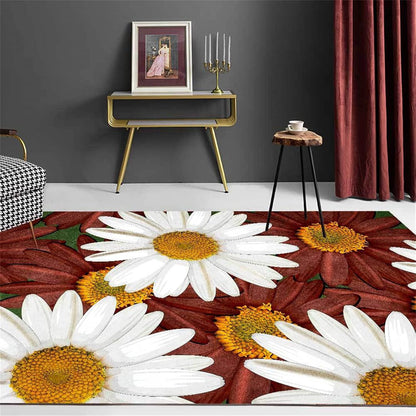 You are My Sunshine Sunflower Area Rug 6x8ft Beautiful Bee Butterfly Rug Indoor Low Pile Non-Shedding Carpet for Contemporary Retro Living Room Bedroom Yoga Mat Washable Non-Slip Rugs