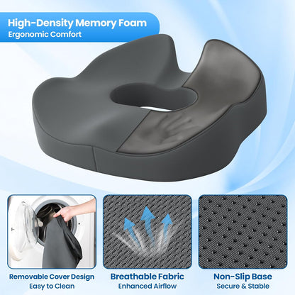 SweetSlubr Large Donut Pillow Seat Cushion for Hemorrhoid Discomfort&Tailbone Pressure, Office Chair Cushion for Long Sitting, Ergonomic Coccyx Pillow for Postpartum Pregnancy, Lifting Cushions, Black