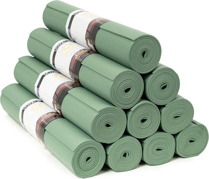 Voyage Yoga Mat, 10 Pack, 72" x 24" Professional Studio and Gym Bulk Yoga Mats, 5mm Thick, Durable, Anti-Tear, Non Slip Fitness and Exercise Mats