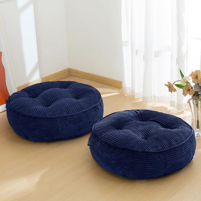 HIGOGOGO Floor Pillow Cushion for Adults, Meditation Cushion Pillow, Large Square Floor Sitting, Tufted Corduroy Cover, for Tatami Living Room or Yoga, 22x22 Inch, Dark Grey