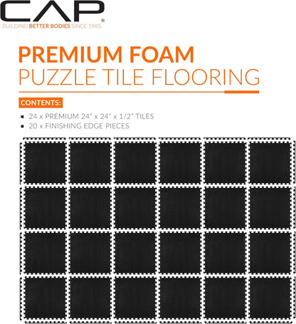 CAP Puzzle Exercise Mats | 1/2” Thick EVA Interlocking Foam Tiles for Home Gym Flooring | Multiple Options