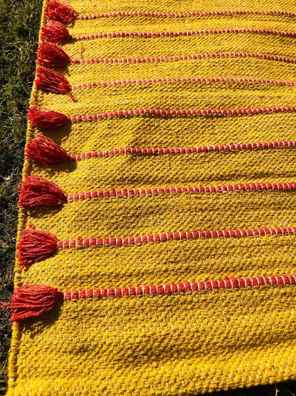 Payal Rugs Cotton Yoga Mat - Eco-Friendly Hand-Woven Rug - Non Slip & Thick (24”x72”x5mm) for Yoga Everyday Fitness at Home - Comfortable Extra-Long