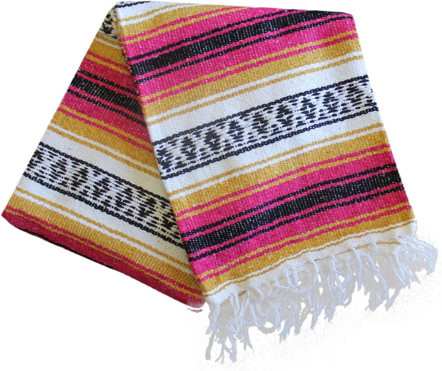Del Mex Classic Mexican Blanket, Large Authentic Woven Falsa Throw (70"x50"), Artisan Southwest Décor for Beach, Yoga, Outdoors (Lavender)