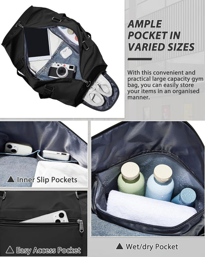 Gym Bag Womens Mens with Shoes Compartment and Wet Pocket Travel Duffel Bag for Women for Plane Sport Gym Tote Bags Swimming Yoga Waterproof Weekend Overnight Carry on Bag Hospital Holdalls - Colors C
