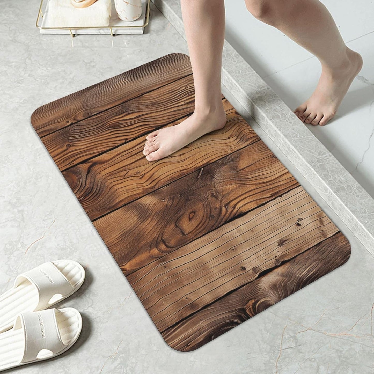 Yoga Meditation Printed Rounded Corner Diatomaceous Doormat 31.5x19.7 Inch Bath Mat Rug Non Slip Shower Floor Mat, Absorbent Bathroom Rugs Mat for Anti Slip Shower Mat, Housewarming Gift