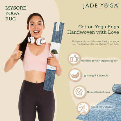 Jade Yoga Organic Cotton Hand Loomed Yoga Mat 72" Indigo