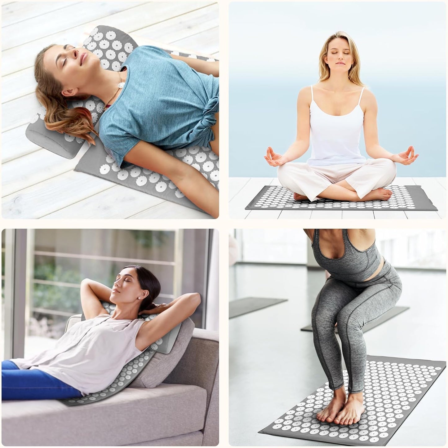 Fitvids Acupressure Mat and Pillow Set for Back/Neck Pain, Acupuncture Products to Relieve Muscle Fatigue, Improve Insomnia for Sedentary People, Acupuncture Eases Stress, Massage Mat, Pink