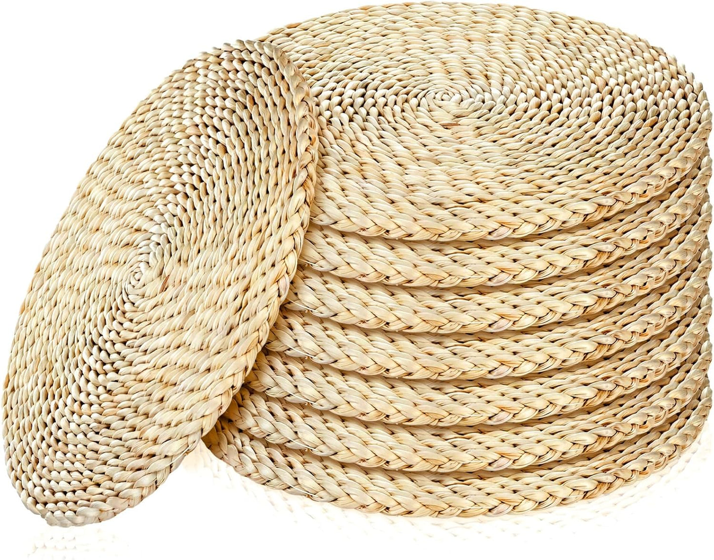 Sintuff 8 Pcs 16 Inch Straw Floor Cushions Classroom Large Pillow Seating Meditation Floor Pillow Boho Natural Woven Seat Cushion Japanese Tatami Cushion for Classroom Home Group Activity