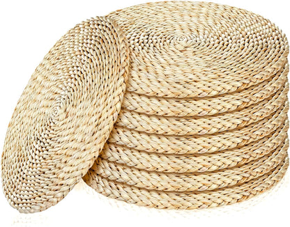 Sintuff 8 Pcs 16 Inch Straw Floor Cushions Classroom Large Pillow Seating Meditation Floor Pillow Boho Natural Woven Seat Cushion Japanese Tatami Cushion for Classroom Home Group Activity