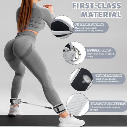RoundFunny Pilates Ring Circle Set 18 Pcs Exercise Equipment Accessories for Women Workouts Pilates Ball Stretching Strap Magic Circle Yoga Ring Gym Back Bag Resistance Band Anti Slip Socks