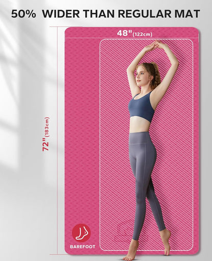 HAPBEAR Extra Large Yoga Mat - 72"x48"/78"x54", 1/4" & 1/3" Thick, Non-Slip, Durable, Eco-Friendly, Wide Exercise Mat for Home Workouts, Yoga, Pilates, Stretching, Meditation (Barefoot Exercise)