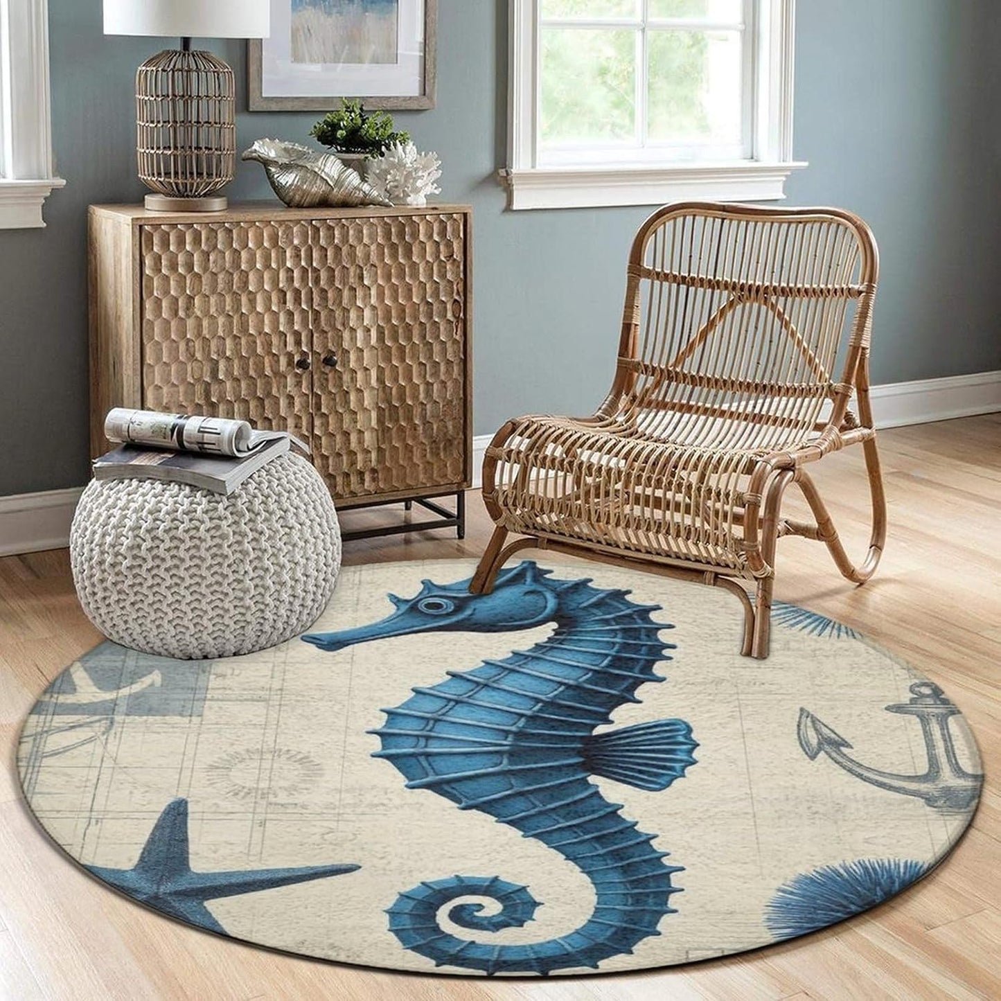 Soft Round Yoga Carpet, Office Chair Decor Round Mat for Carpet and Hardwood Floors Purple Butterfly