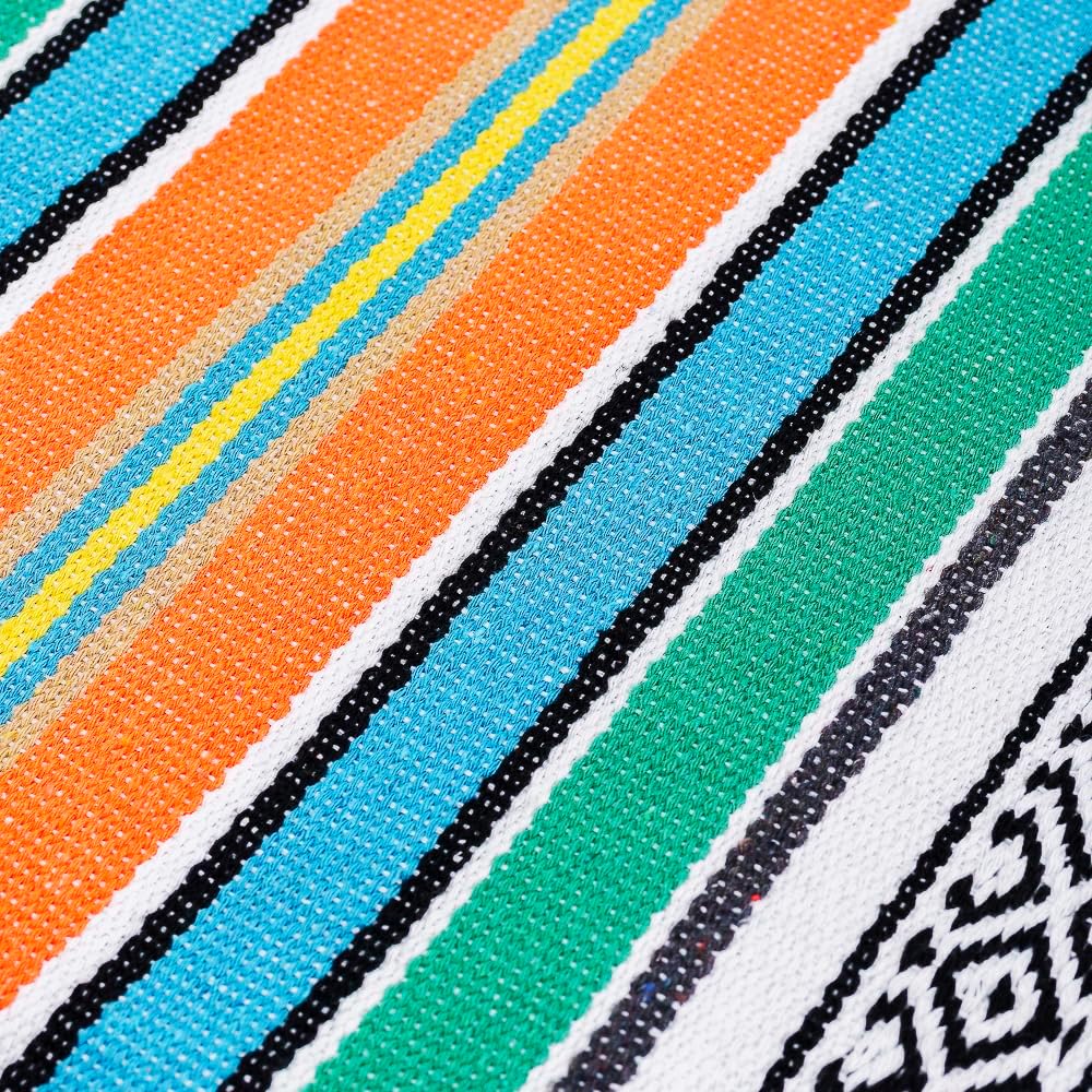 Airooglee 69" L x 51" W Large Mexican Blanket - Perfect as Yoga Outdoor Beach Serape Picnic Camping Woven Blanket, Boho Home Décor - Red