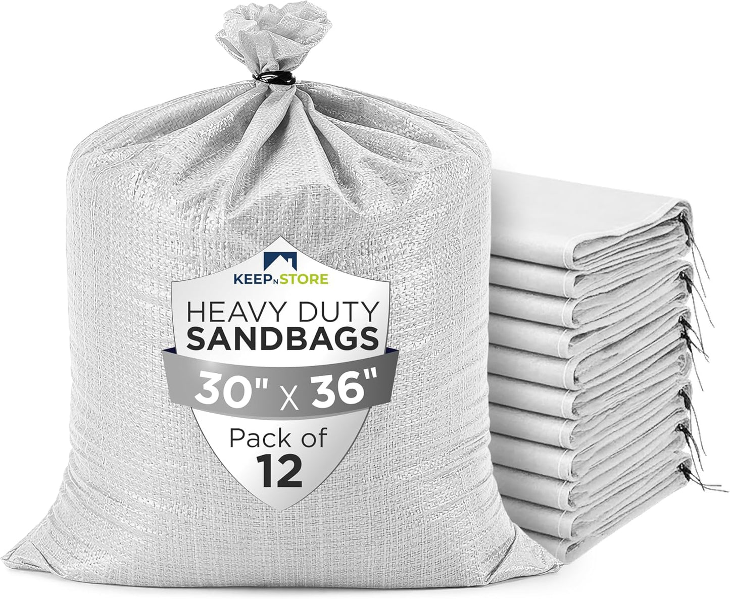 Heavy Duty Sand Bags Pack of 3, White Empty Sandbags with Built-In Ties, Woven Polypropylene UV Protection 1600 Hours, Fillable Sand Bags for Flood Control, Weight, 10x14 inches, 15 Pounds Volume