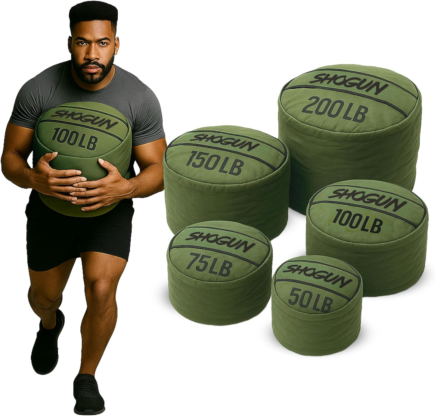 Shogun Sandbags for Working Out – Heavy Duty Workout Sandbag for Weight Training, Cross Training, Strongman, Fitness & Military Use – Adjustable Exercise Sand Bags for Full Body Training