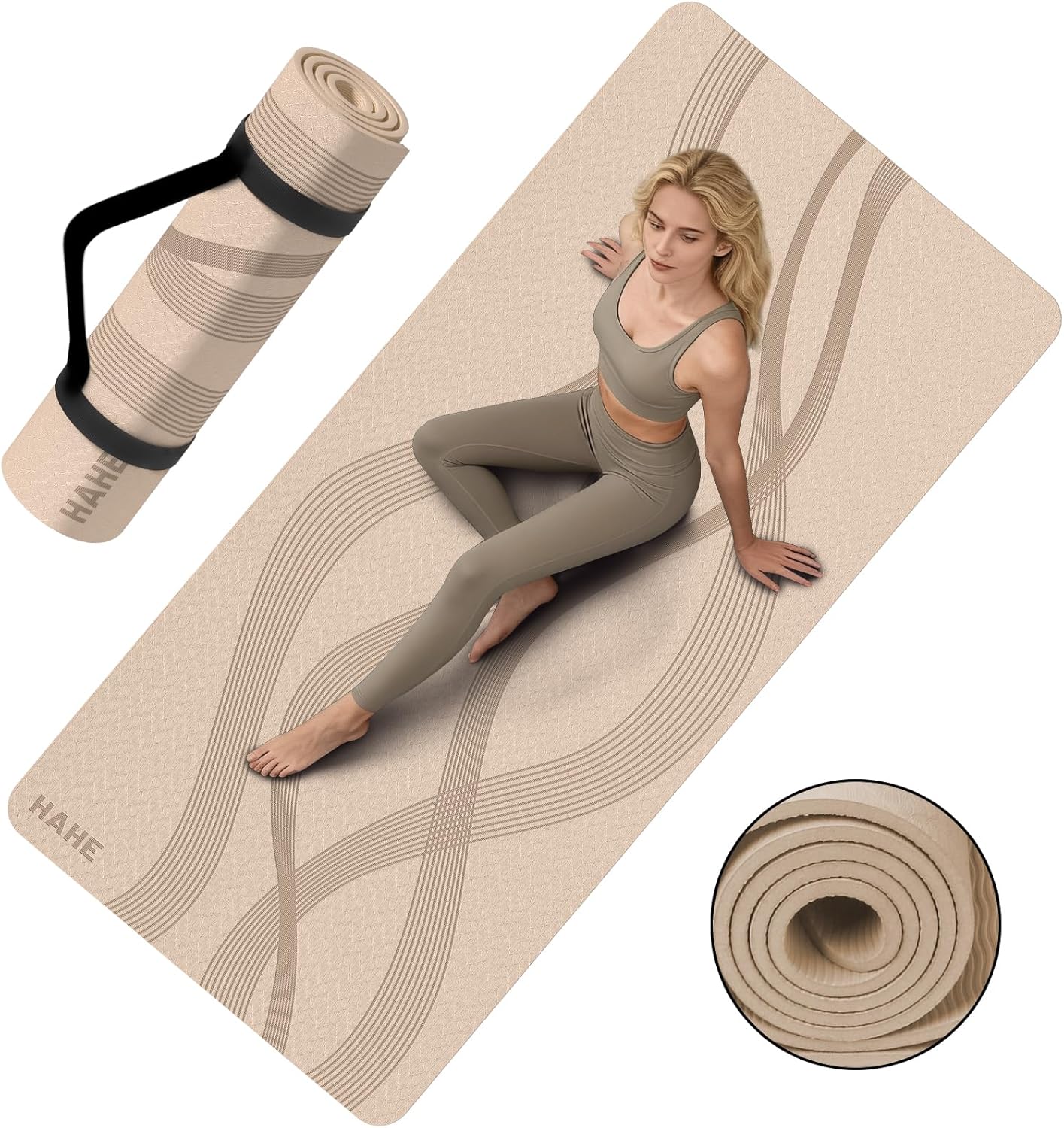 Yoga Mat High Density Exercise Mat, 76"x32"x0.27"Thick Wide & Large Yoga Mat for Women Men, Professional POE Workout Mat for Yoga, Pilates, Fitness & Stretching