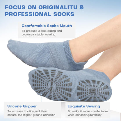 unenow 5 Pairs Pilates Socks for Women Non Slip Socks with Grips for Yoga Hospital Barre Barefoot
