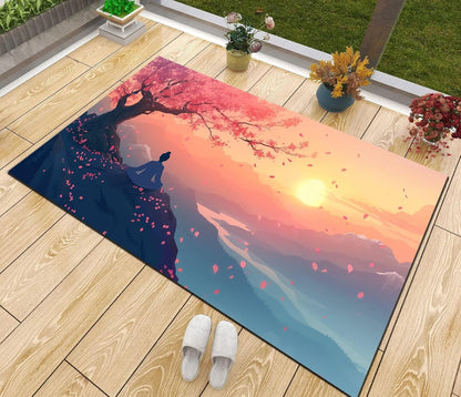 Chakra Round Area Rug, Non-Slip Meditation & Yoga Carpet for Living Room, Meditation Round Area Rugs, Modern Circular Bedroom Rug 57