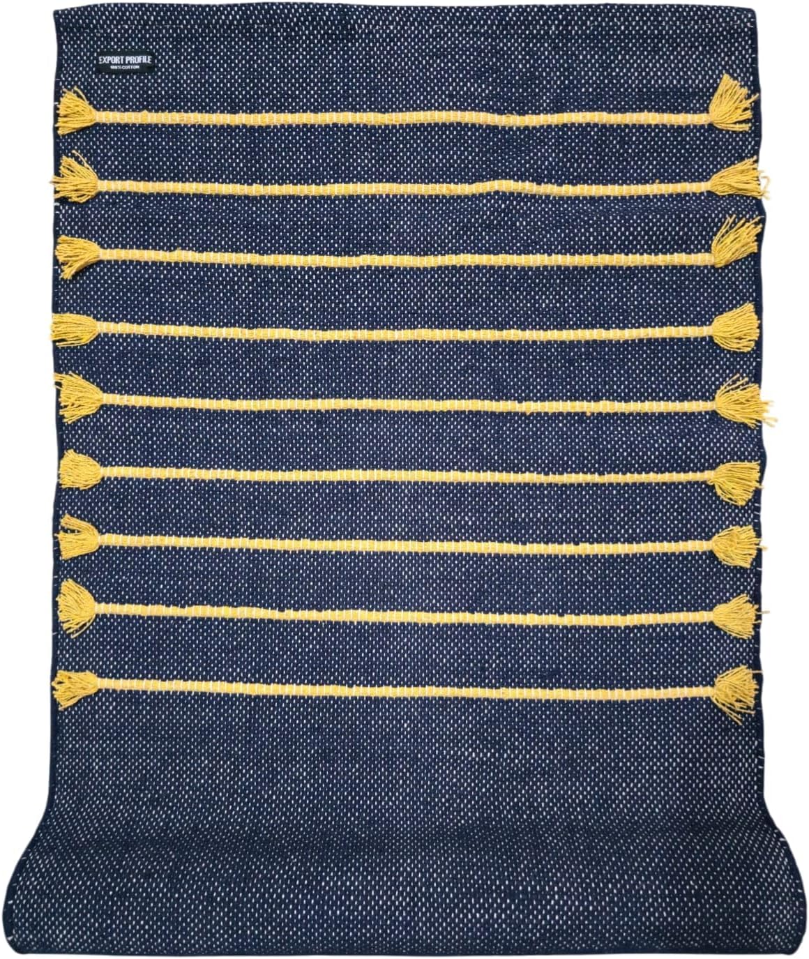 Indian Handmade100 % Organic Anti Skid Multi Colour Cotton Yoga Mat - Eco-Friendly Hand-Woven Rug - Non-Slip & Thick (24”x72”x5mm) for Hot yoga & Everyday Fitness at Home - Comfortable & Foldable Extra-Long Mat