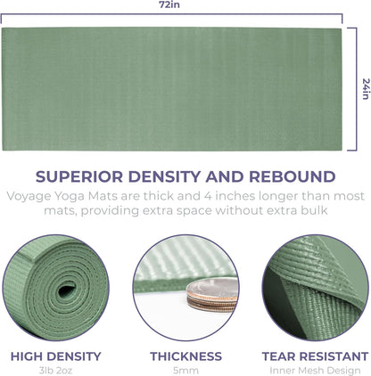 Voyage Yoga Mat, 4 Pack, 72" x 24" Extra Long Exercise Mat, 5mm Thick Bulk Yoga Mats for Schools, Anti-Tear, Non Slip Fitness Mat for Gym or Studio