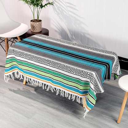 Airooglee 69" L x 51" W Large Mexican Blanket - Perfect as Yoga Outdoor Beach Serape Picnic Camping Woven Blanket, Boho Home Décor - Red