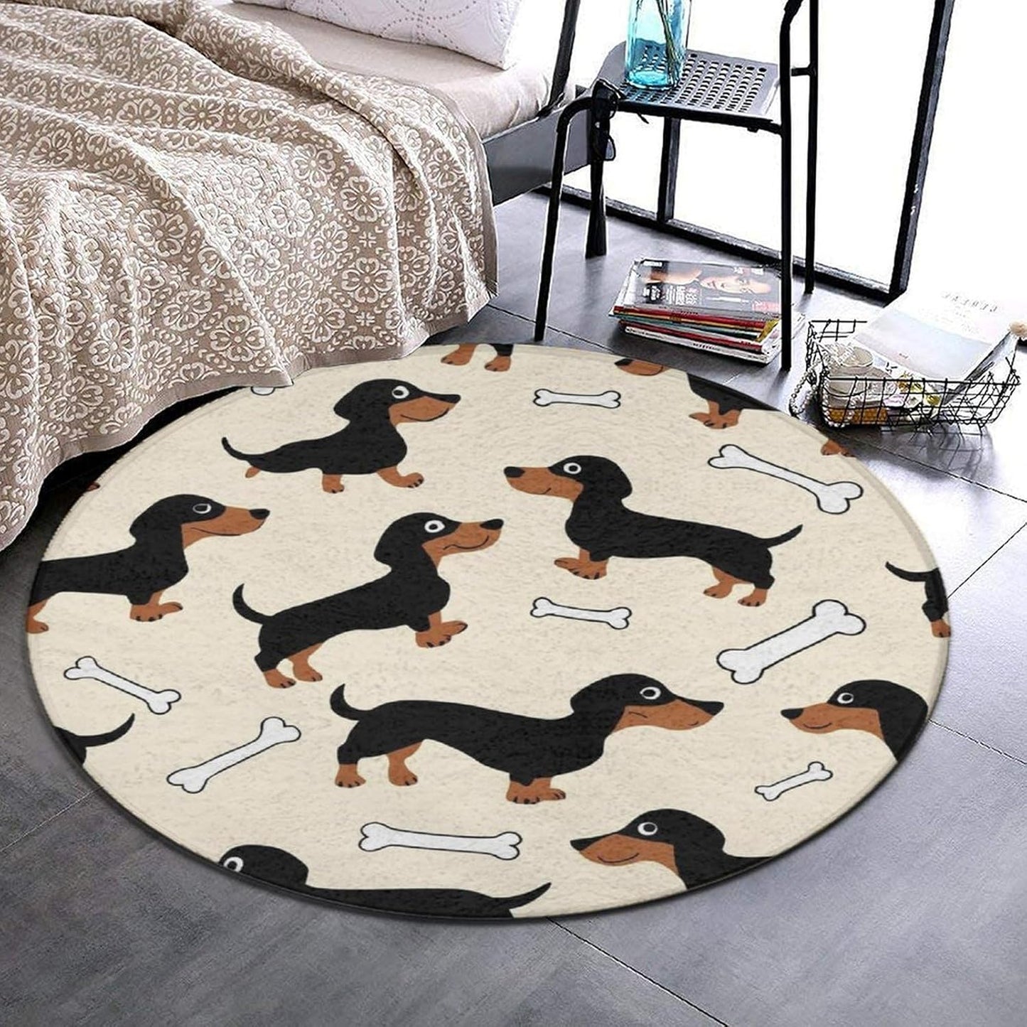 Large Home Decor Mat, Soft Round Yoga Carpet, Non Slip Machine Washable Home Office Circle Rug Gothic Witchy Sun Moon Mushroom Moth