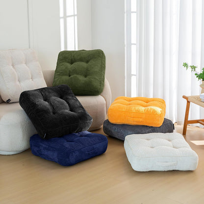 HIGOGOGO Floor Pillow Cushion for Adults, Meditation Cushion Pillow, Large Square Floor Sitting, Tufted Corduroy Cover, for Tatami Living Room or Yoga, 22x22 Inch, Dark Grey