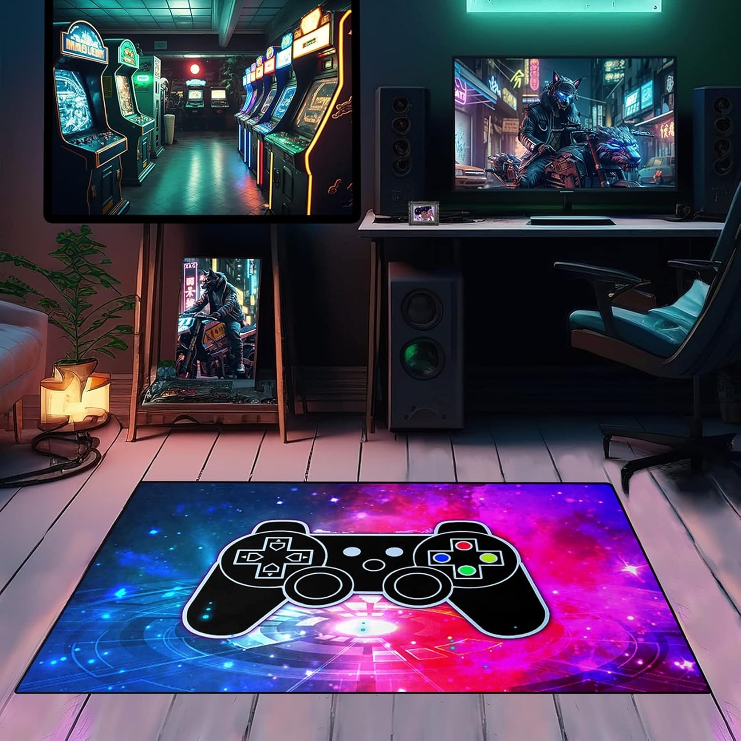 Game Controller Rugs for Bedroom Boys Living Room Gamer Gamepad Red Carpets Floor Mat Player Indoor Mats Gaming Art Design Home Decor Crystal Doormat Yoga Mats 3'x5'