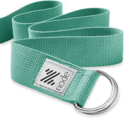7-1/2' Yoga Strap for Stretching, Woven Cotton Blend Yoga Strap with Adjustable D-Ring Buckle for Exercise, Therapy and Fitness