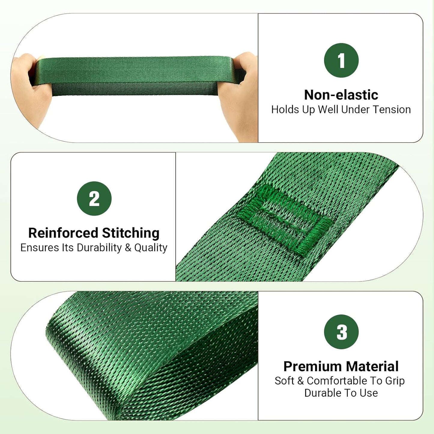 Stretch Strap With Loops For Physical Therapy, Yoga Straps For Stretching With Loops, Non-elastic Leg Straps For Knee Rehab, 8 ft Long x 1.2 inch Wide