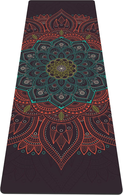 nuveti Yoga Mat Print Extra Thick TPE Non Slip Fitness Exercise Mat with Carrying Bag,72"x24" Extra Thick 6MM Exercise & Workout Mat for Yoga, Pilates Fitness and Floor Exercises - Colors B