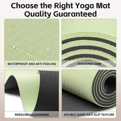 PAIDU Yoga Mat 8mm Super Thick TPE Fitness Mat | SGS Certified | Non-Slip, Odorless & Tear-Resistant | Unisex with Strap | for Yoga, Pilates, Meditation & Home Workouts