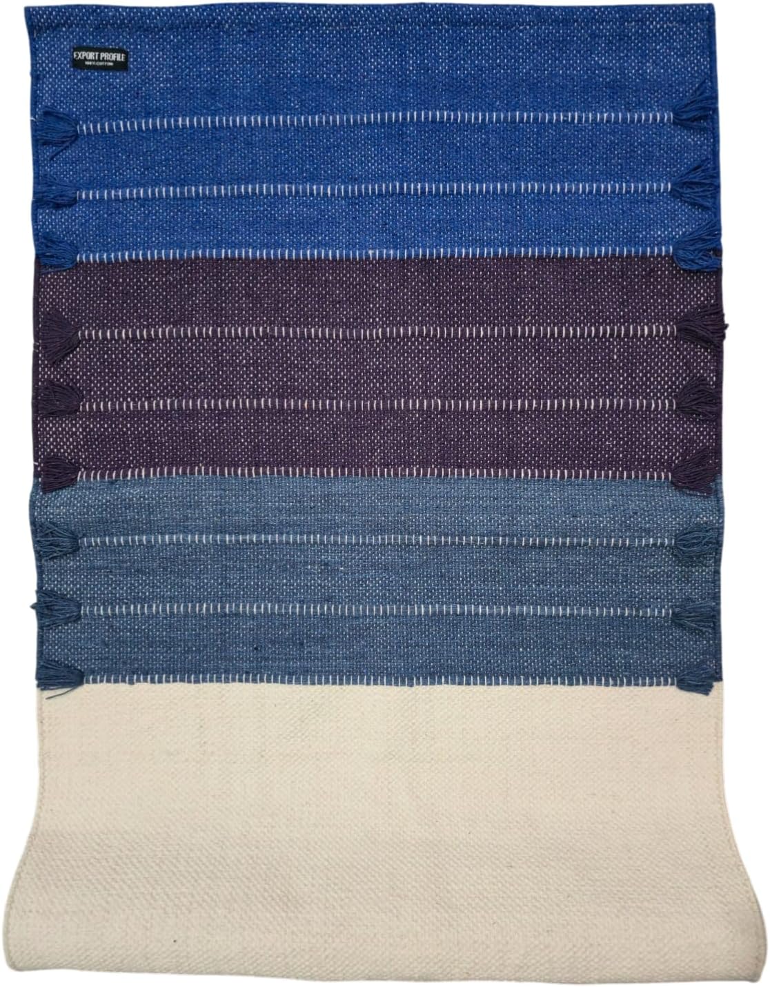 Indian Handmade100 % Organic Anti Skid Multi Colour Cotton Yoga Mat - Eco-Friendly Hand-Woven Rug - Non-Slip & Thick (24”x72”x5mm) for Hot yoga & Everyday Fitness at Home - Comfortable & Foldable Extra-Long Mat