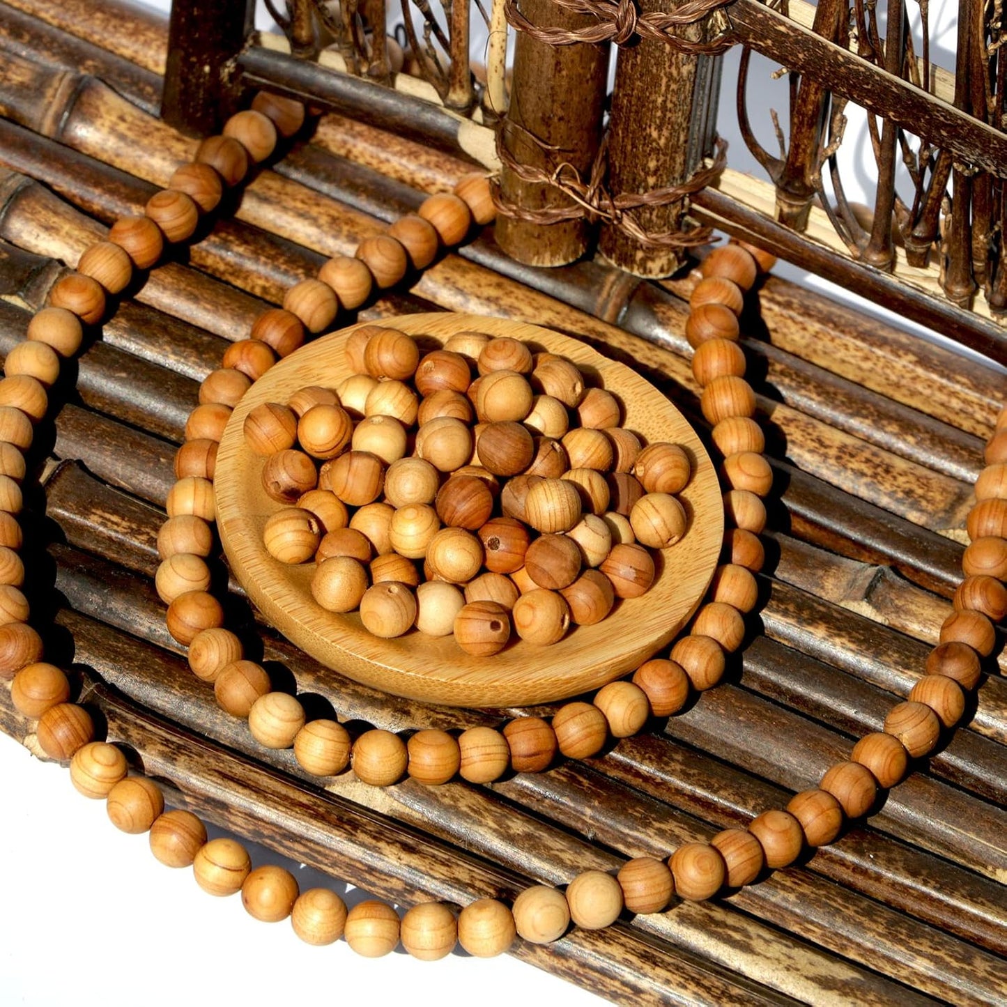 320PCS 8mm Natural Wood Beads Thuja for Making Mala Beads Bracelet Necklace Jewelry DIY Has Pine Fragrance Cedar