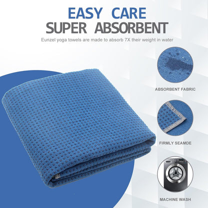 Eunzel Yoga Towel,Hot Yoga Mat Towel with Grip Dots Sweat Absorbent Non-Slip for Hot Yoga, Pilates and Workout 24" x72", Purple & Blue