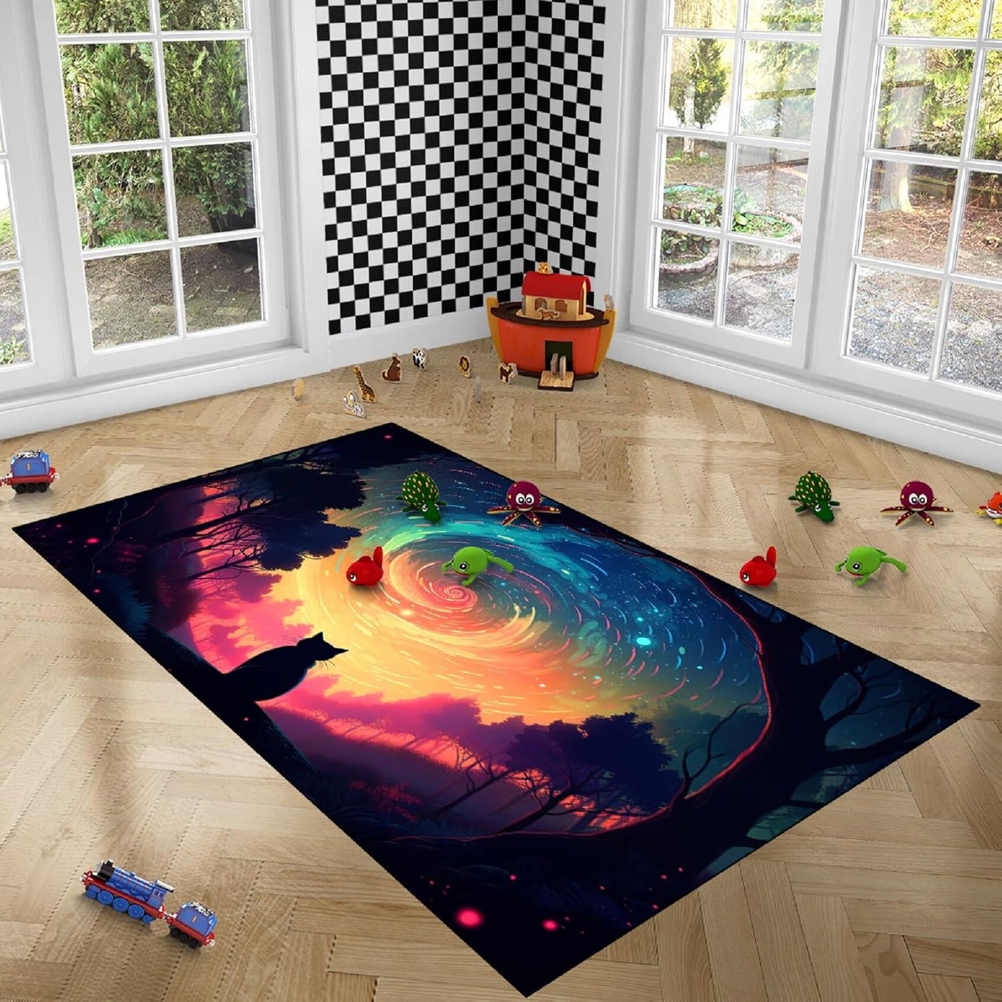 Black Girl Area Rug for Bedroom African American Rugs for Room Princess Carpet Kids Rugs for Bedroom African Girls Carpet for Living Room Teen Girls Yoga Mats, Pink, 4'×5'