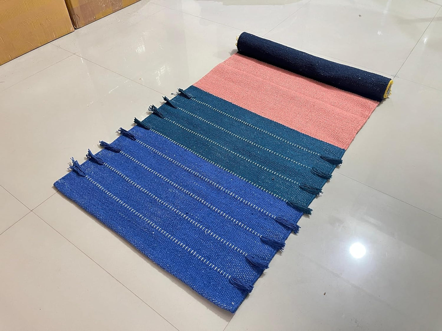 Payal Rugs Cotton Yoga Mat - Eco-Friendly Hand-Woven Rug - Non Slip & Thick (24”x72”x5mm) for Yoga Everyday Fitness at Home - Comfortable Extra-Long