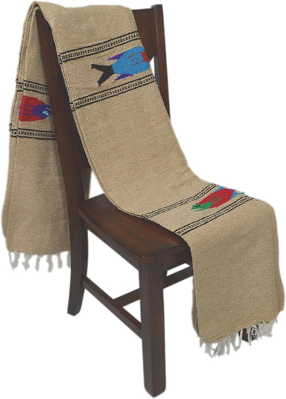 Open Road Goods Thick Mexican Yoga Blanket - Serape Fish Design - Handmade (Mint)