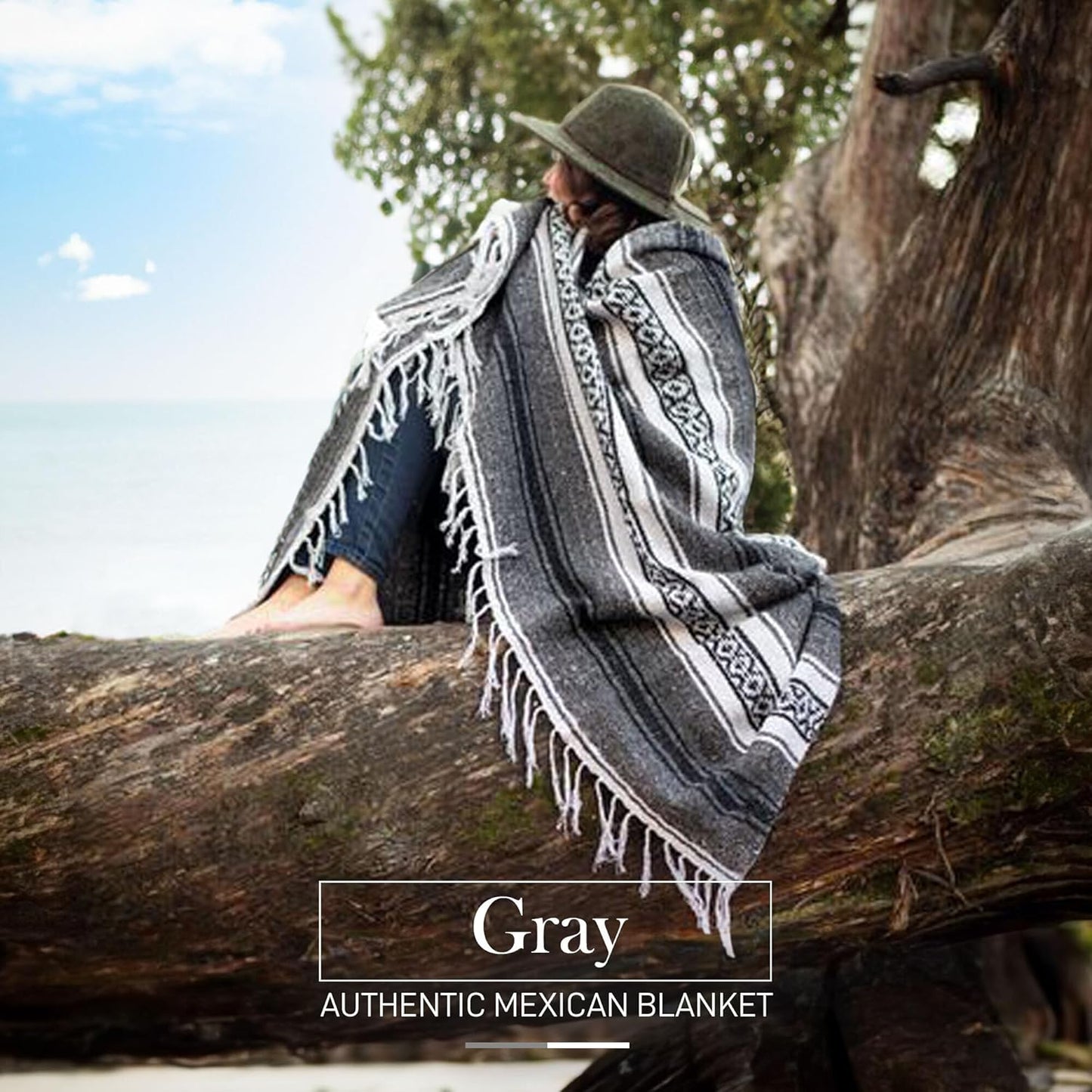 Hydration Nation Authentic Large Handwoven Mexican Blanket - Soft Yoga - Durable Serape - Lightweight Falsa, Beach, Camping, Picnic, Outdoor 70"x50" - Mandarin