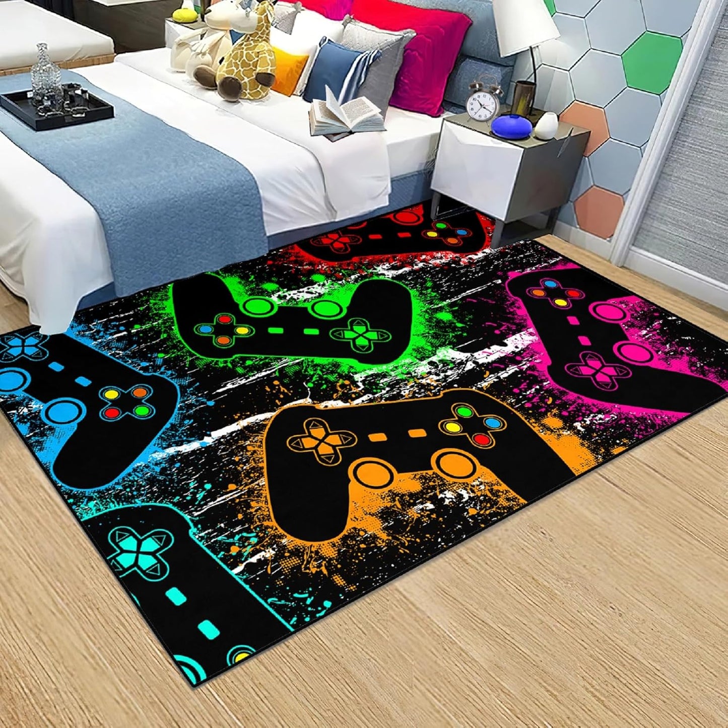 Game Controller Rugs for Bedroom Boys Living Room Gamer Gamepad Red Carpets Floor Mat Player Indoor Mats Gaming Art Design Home Decor Crystal Doormat Yoga Mats 3'x5'
