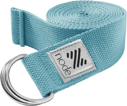 7-1/2' Yoga Strap for Stretching, Woven Cotton Blend Yoga Strap with Adjustable D-Ring Buckle for Exercise, Therapy and Fitness