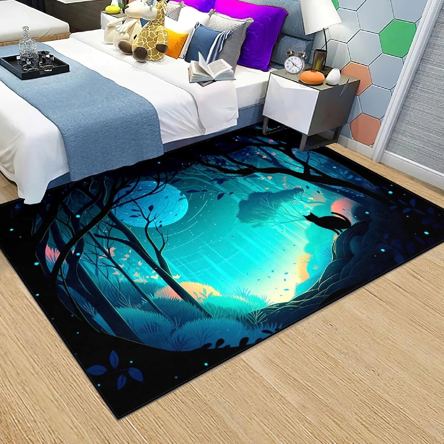 Black Girl Area Rug for Bedroom African American Rugs for Room Princess Carpet Kids Rugs for Bedroom African Girls Carpet for Living Room Teen Girls Yoga Mats, Pink, 4'×5'