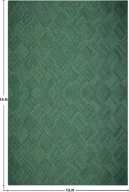 Hand Braided Jute 4 Ft Square Kilim Rug Flatweave Pink Geometric Pattern Jute Sisal Rug, Thick 0.27 Inch Indoor Outdoor Carpet for Kitchen, Bedside, Yoga Mat - Colors C