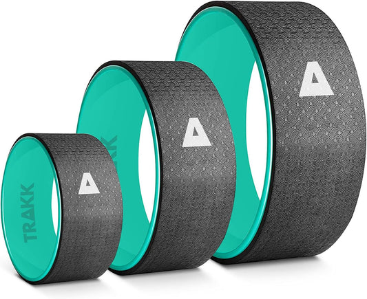 TRAKK SPORT 3in1 Foam Roller Fitness Yoga Wheel For Back Pain Relief, Stretching, Tissue Massage, & Spinal Alignment, Supports 660lbs, Set of 3, Black