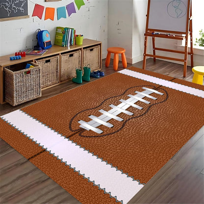 Sports Field Area Rug,5x7ft, Soccer Field Chalked Blackboard Football Stadium Board Painted Non-Slip Soft Carpet Floor Mat Indoor Living Room Bedroom Rugs Yoga Mat Home Decor