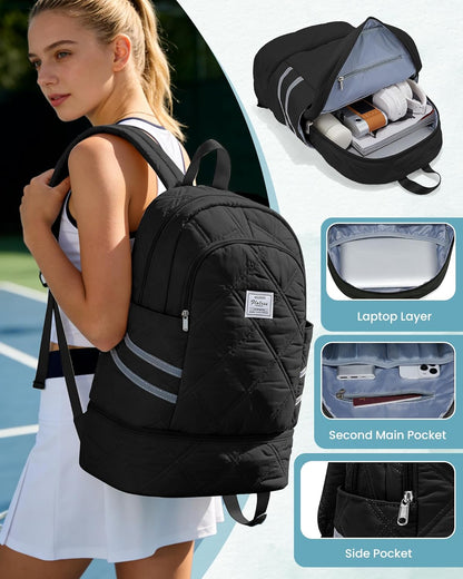 Gym Backpack for Women Men,Cheer bag,Lightweight Gym Bag with Shoe Compartment, Waterproof Sports Backpack with Wet Pocket, Black