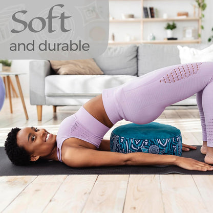 Zaveur Royal Court Zafu Meditation Cushion - 18" Round Yoga Bolster Pillow with 100% Cotton Filling and Canvas Cover - Premium Floor Pillow for Meditation - Yoga Cushion for Sitting on Floor - Gray