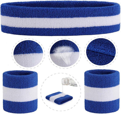 ONUPGO Sweatband Set Sports Headband Wristband Set Sweatbands Terry Cloth Wristband Wrist Sweatband Headbands Moisture Wicking Sweat Absorbing Head Band
